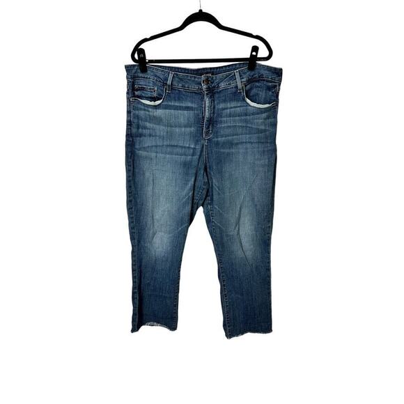 NYDJ Women’s Plus Sz 20W Marilyn Straight Ankle Jean Dark Wash Denim Raw Hem - Picture 1 of 3